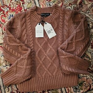 English factory rich chocolate texture cable sweater